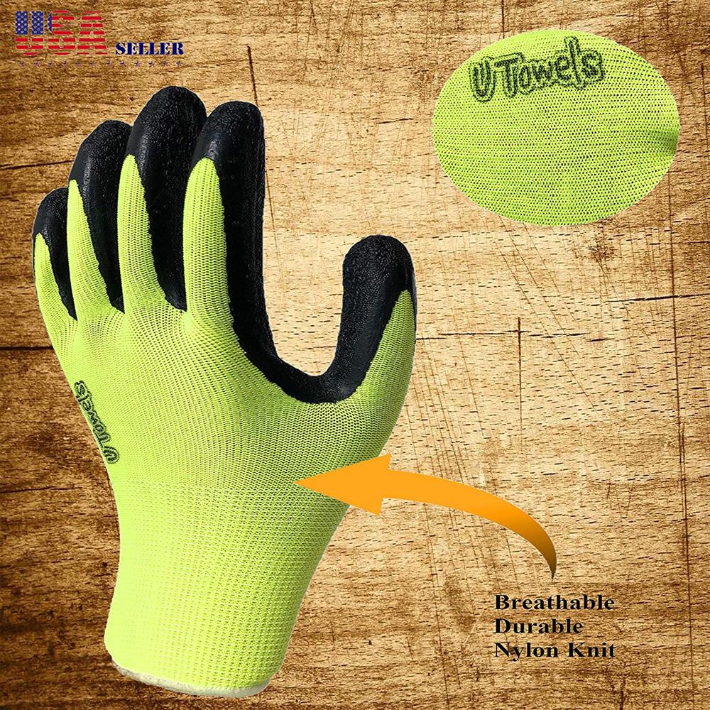 HomeLife Essentials Large Work Gloves NonSlip Latex Coated Orange NEW with  Tags